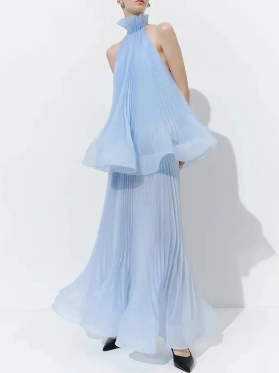 Light blue halter neck dress