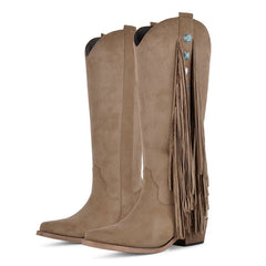 Fringe Pointed Toe Western Boots