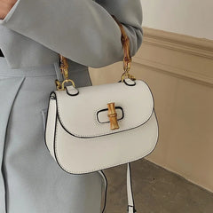 Bamboo Handle Saddle Crossbody Bag