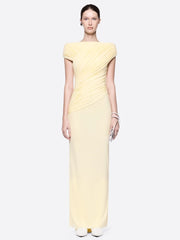 Draped Fold Detail Cap Sleeve Maxi Dress in yellow
