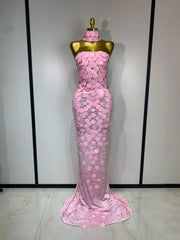 Strapless Sequined Form-Fitting Floor-Length Gown