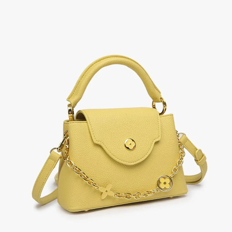 Yellow structured chain embellished bag