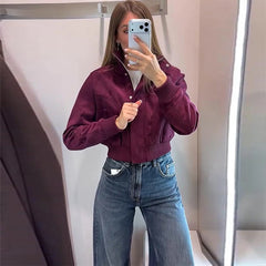 Stand Collar Ribbed Bomber Jacket