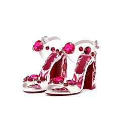 Jewelled Chunky Heel Sandals