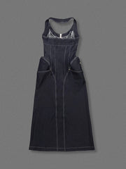 Black apron on a gray background