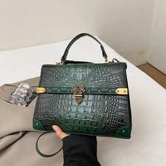 Crocodile Embossed Pu Leather Crossbody Bag
