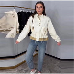 Drawstring Waist Epaulet Detail Jacket