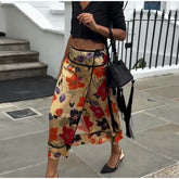 Floral Print Asymmetrical Skirt