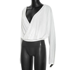 Deep V neck Draped Crop Top