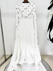 Beaded Cape Sleeve Maxi Dress