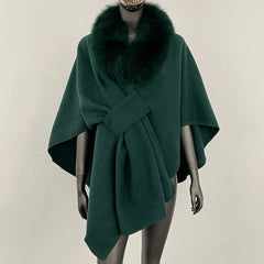Fur Collar Knit Poncho