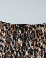 Leopard print sequin skirt on a light gray background