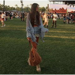 Sheer Chiffon Ruffle Blouse & Flowing Maxi Skirt Set