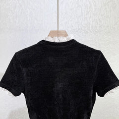 Embellished Short-Sleeve Knit Midi Dress