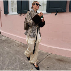 Faux Fur Spotted Print Jacket