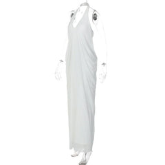 White halter neck dress on a white background