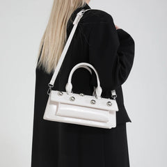 Riveted PU Leather Top Handle Bag