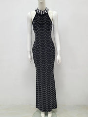 Women's Diamond Crystal Mesh Sleeveless Maxi Dress