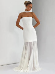 Strapless Chiffon Maxi Dress with Shawl