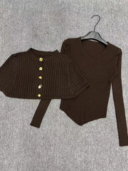 O-Neck Shawl-Layer Long Sleeve Knit Top