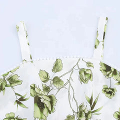 Floral apron with green leaves and flowers on a white background