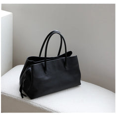 Genuine Leather Structured Tote Bag – Neutral & Black Variants