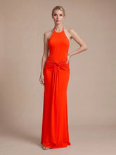 Halter neck twisted waist full length gown