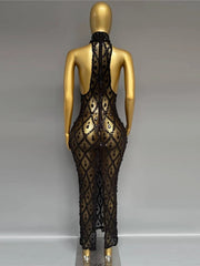 Black Rhinestone Sheath Dress on Mannequin