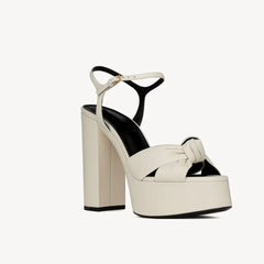 Velvet Knot Platform Slingback Heels
