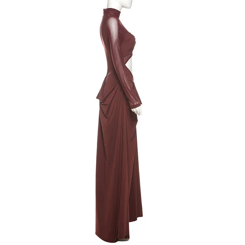 Maroon evening gown on a mannequin