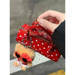 Polka Dot Cylinder Top Handle Bag