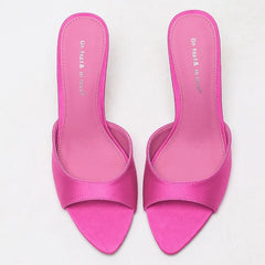 Satin Pointed Toe Stiletto Mules
