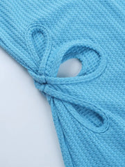 Ribbed Mini Dress with Petal Cutouts