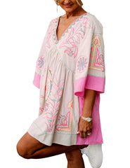 Floral Embroidered V-Neck Mini Dress