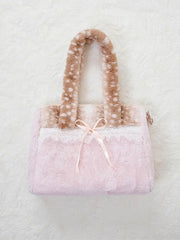 Plush Lace Bow Shoulder Bag