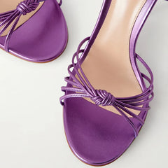 Strappy Pointed Toe Thin Heel Ankle Wrap Sandals