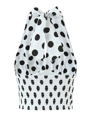 Polka Dot Halter Crop Top & High-Waist Midi Skirt Set