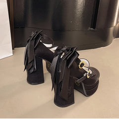 Platform Mary Jane Heels | Butterfly Knot Party Pumps for Women