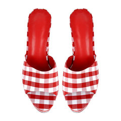 Gingham Platform Block Heel Sandals