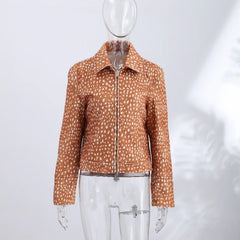 Faux Fur Spotted Print Jacket