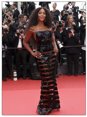 Pearls Chain Black Long Dress Mesh Sequin Maxi Dress