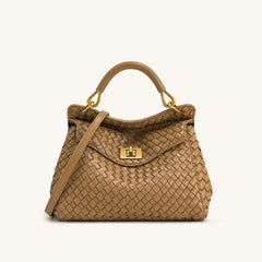 Crocodile Embossed Top Handle Lock-Down Bag