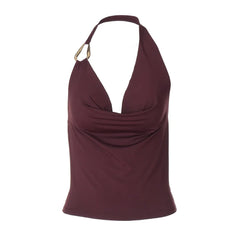 Red Wine halter top on a white background