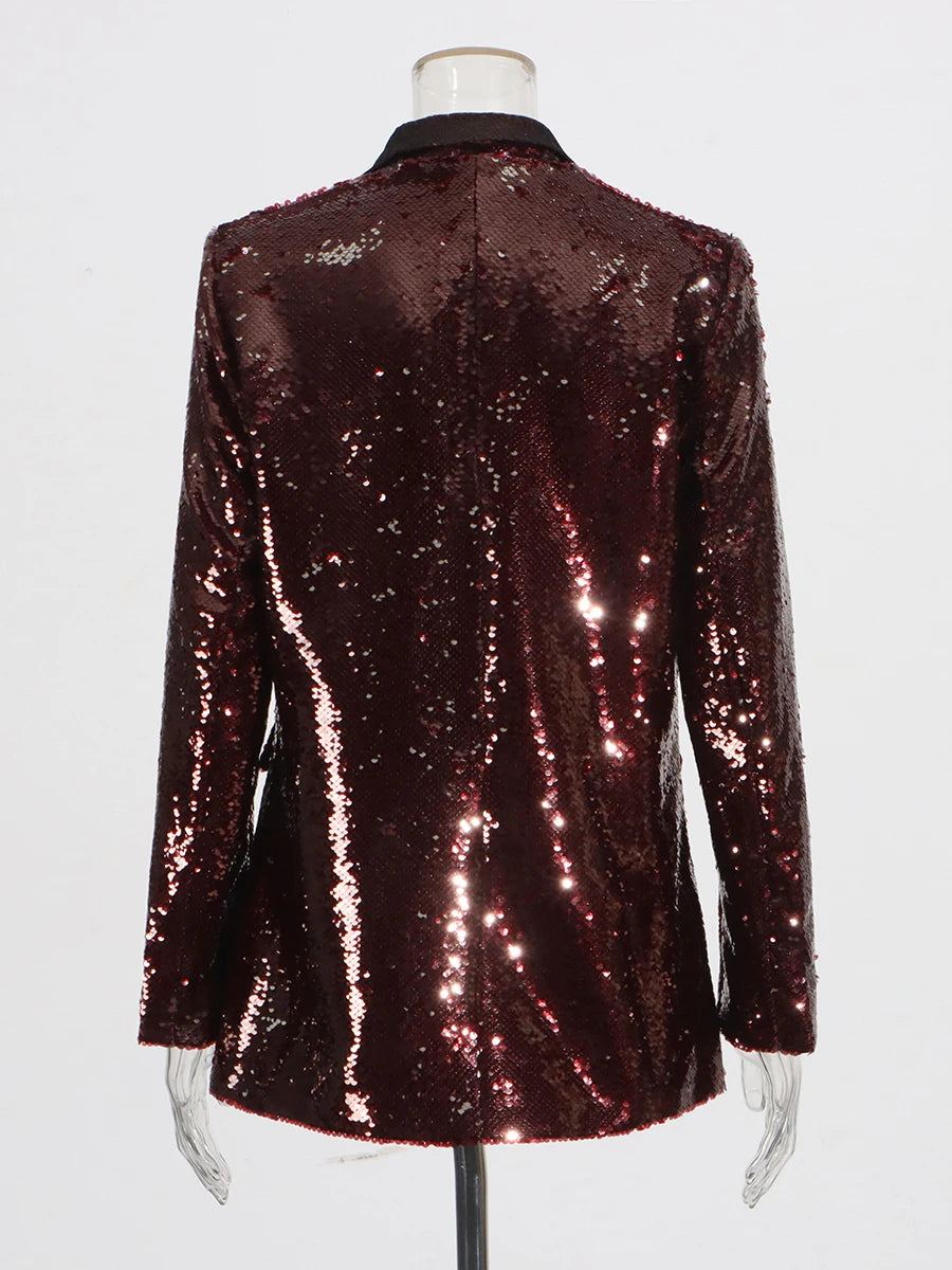 Women’s sequin blazer designed for night-out styling