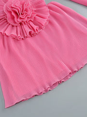 Pink Cutout Mini Dress with Sculpted Flower Detail