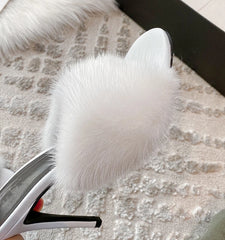 Faux Fur Slide High Heel Mules