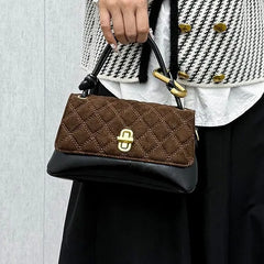 Microfiber Quilted Flap Top-Handle Bag – Neutral & Black Variants