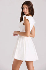 Embroidery Ruffle Strap A-line Mini Dress