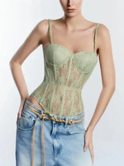 Lace corset bodysuit with sweetheart neckline