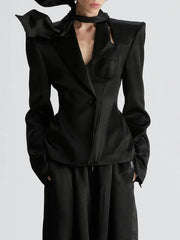 Jacket with hollow out lapel collar
